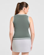 Classic Knitted V Neck Vest - Hillside Vert