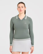 Classic Knitted Long Sleeve Polo - Hillside Vert