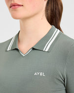 Classic Knitted Long Sleeve Polo - Hillside Vert