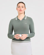 Classic Knitted Long Sleeve Polo - Hillside Vert