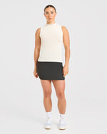 Classic Knitted High Neck Vest - Beige