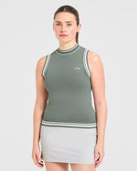 Classic Knitted High Neck Vest - Hillside Vert