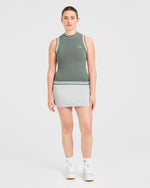 Classic Knitted High Neck Vest - Hillside Vert