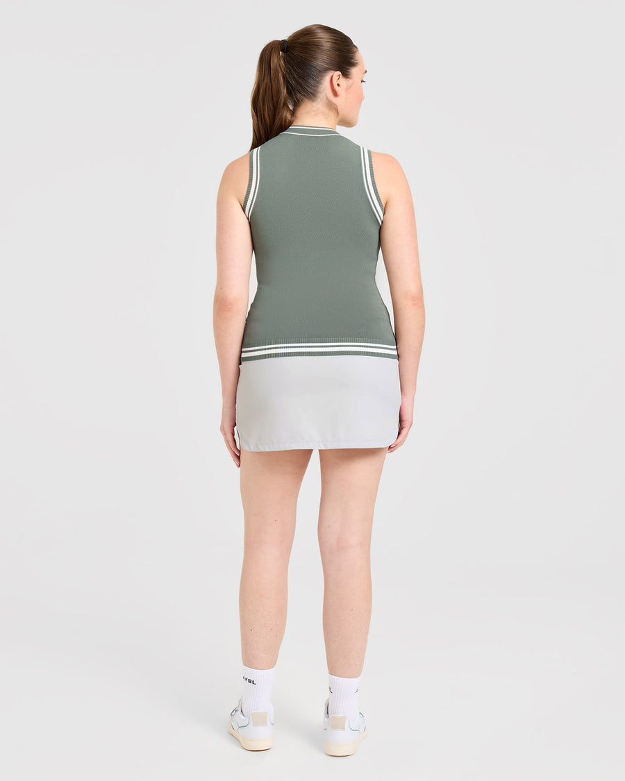 Classic Knitted High Neck Vest - Hillside Vert