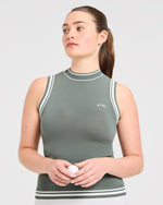 Classic Knitted High Neck Vest - Hillside Vert