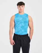 Camo Seamless Tank - Bright Aqua