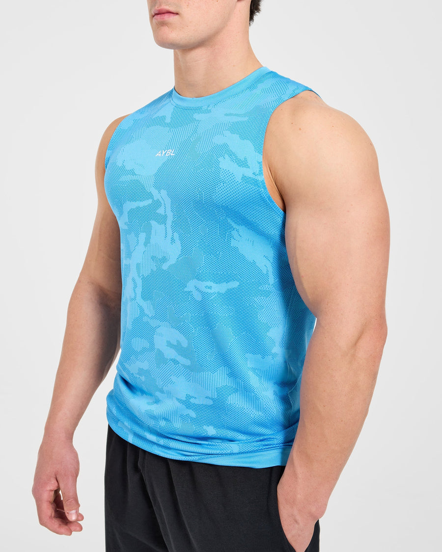 Camo Seamless Tank - Bright Aqua