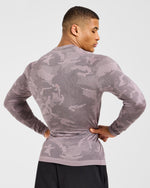 Camo Seamless Long Sleeve T Shirt - Woodland Taupe