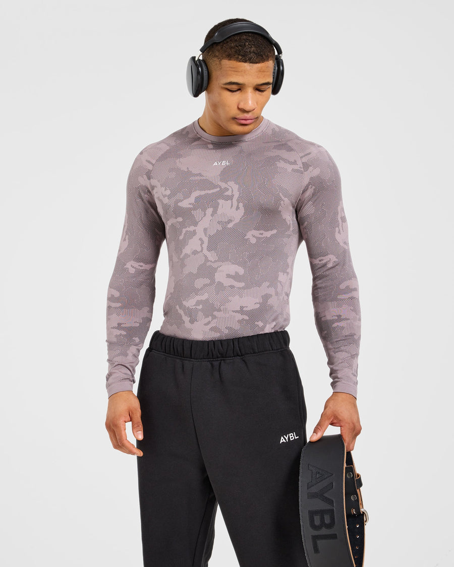 Camo Seamless Long Sleeve T Shirt - Woodland Taupe
