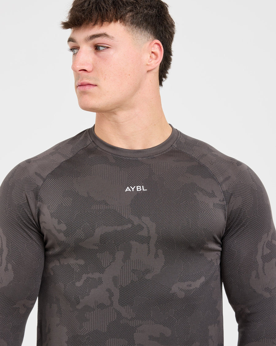 Camo Seamless Long Sleeve T Shirt - Charcoal