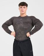 Camo Seamless Long Sleeve T Shirt - Charcoal