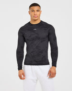 Camo Seamless Long Sleeve T Shirt - Noir