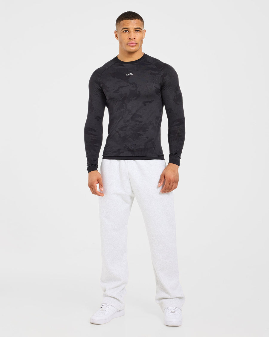 Camo Seamless Long Sleeve T Shirt - Noir