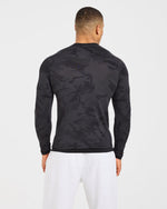 Camo Seamless Long Sleeve T Shirt - Noir
