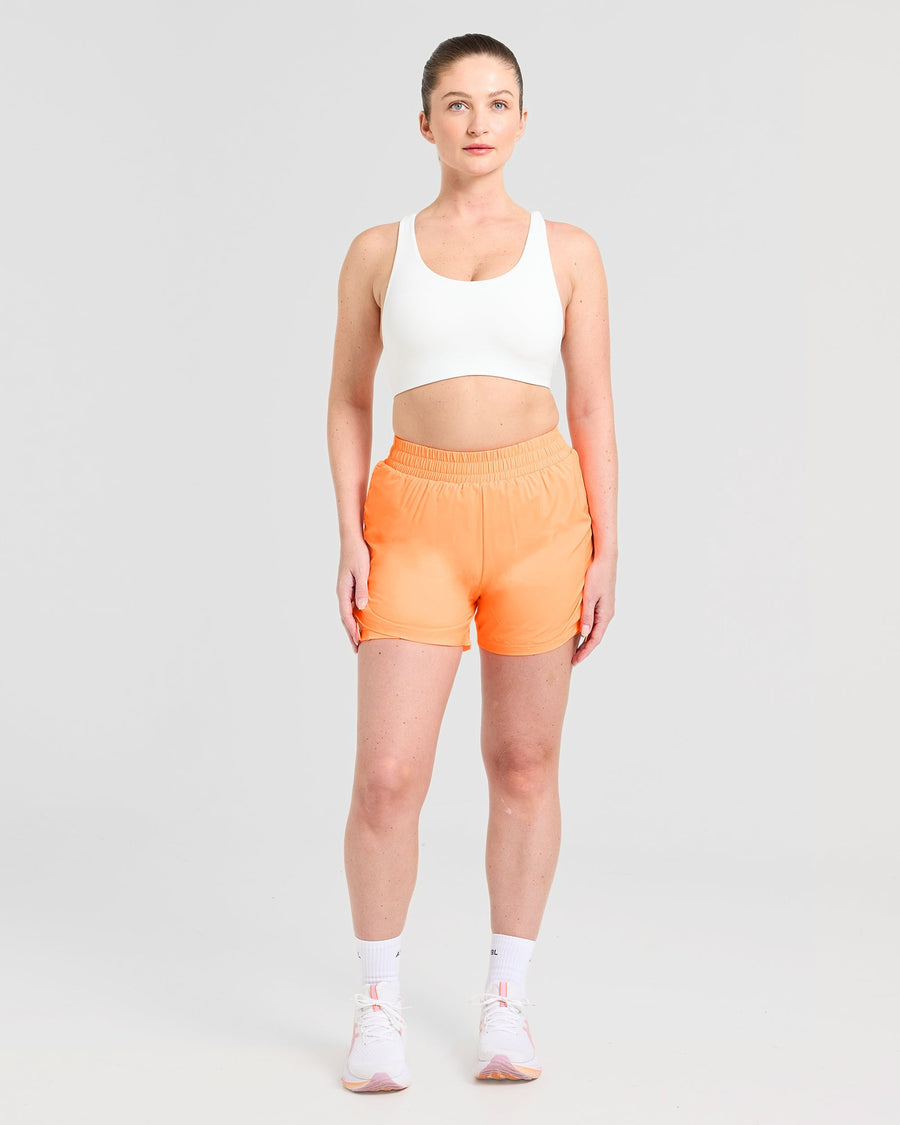 Run Ruched Shorts - Vibrant Apricot