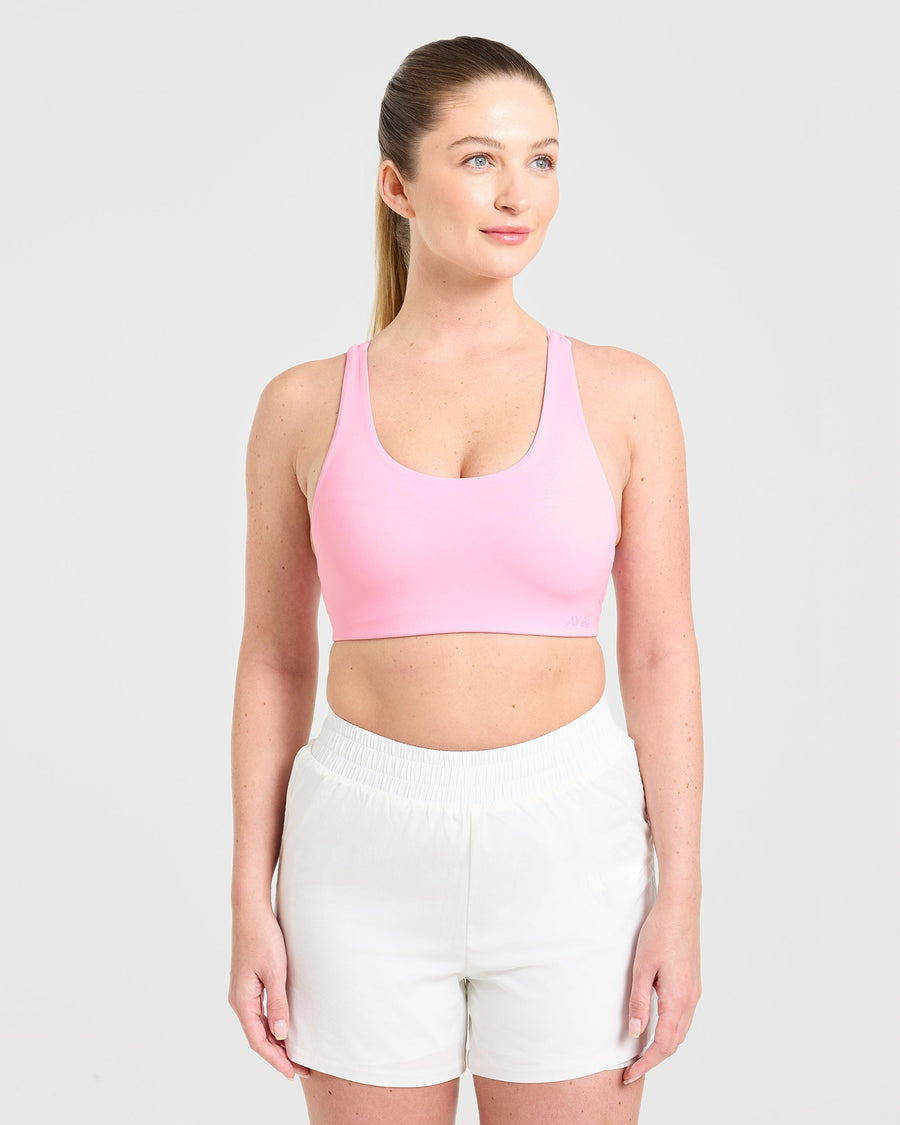 Run Cross Back Sports Bra - Spring Rose
