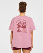 AYBL Strength Club Oversized T Shirt - Dusty Rose