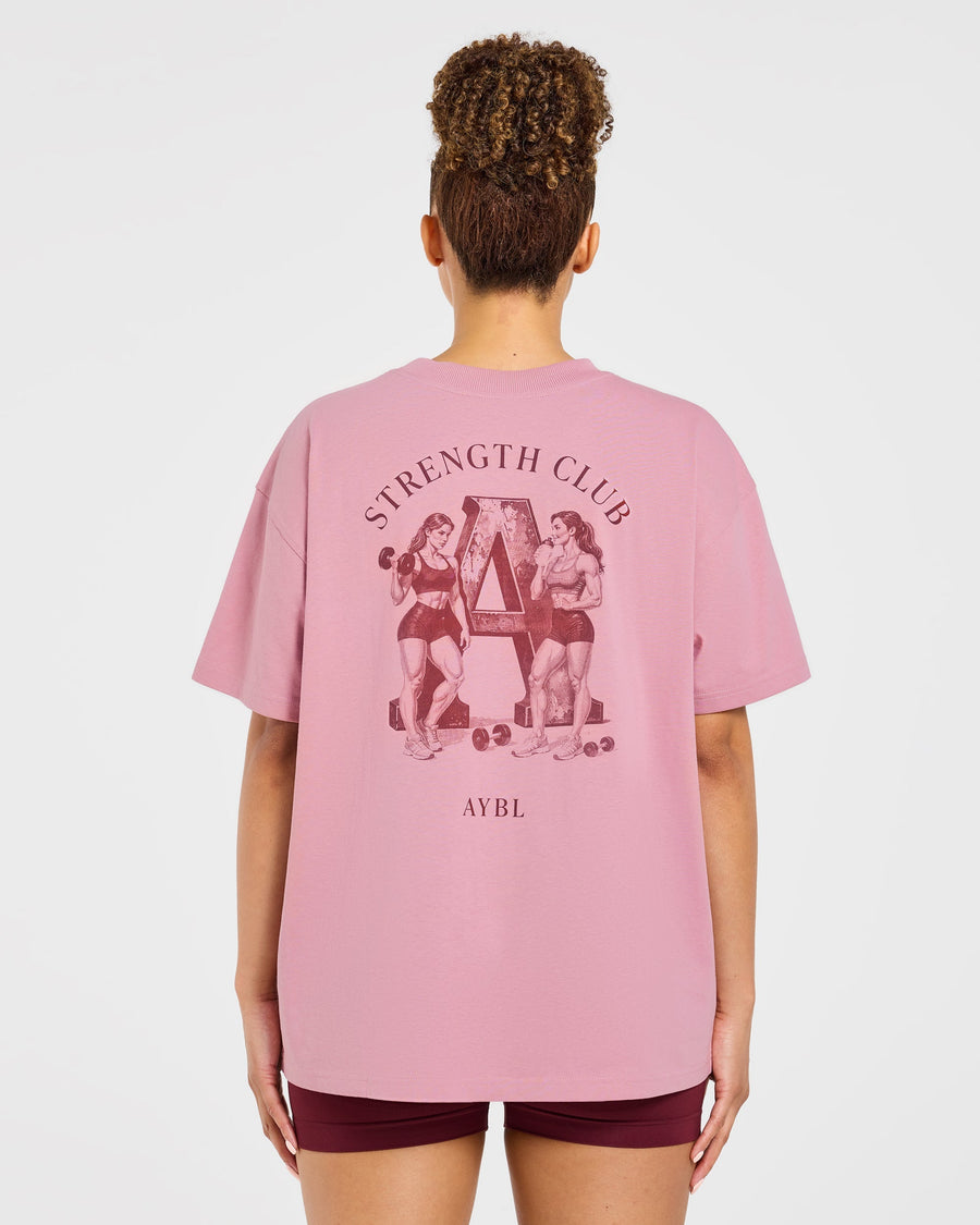 AYBL Strength Club Oversized T Shirt - Dusty Rose