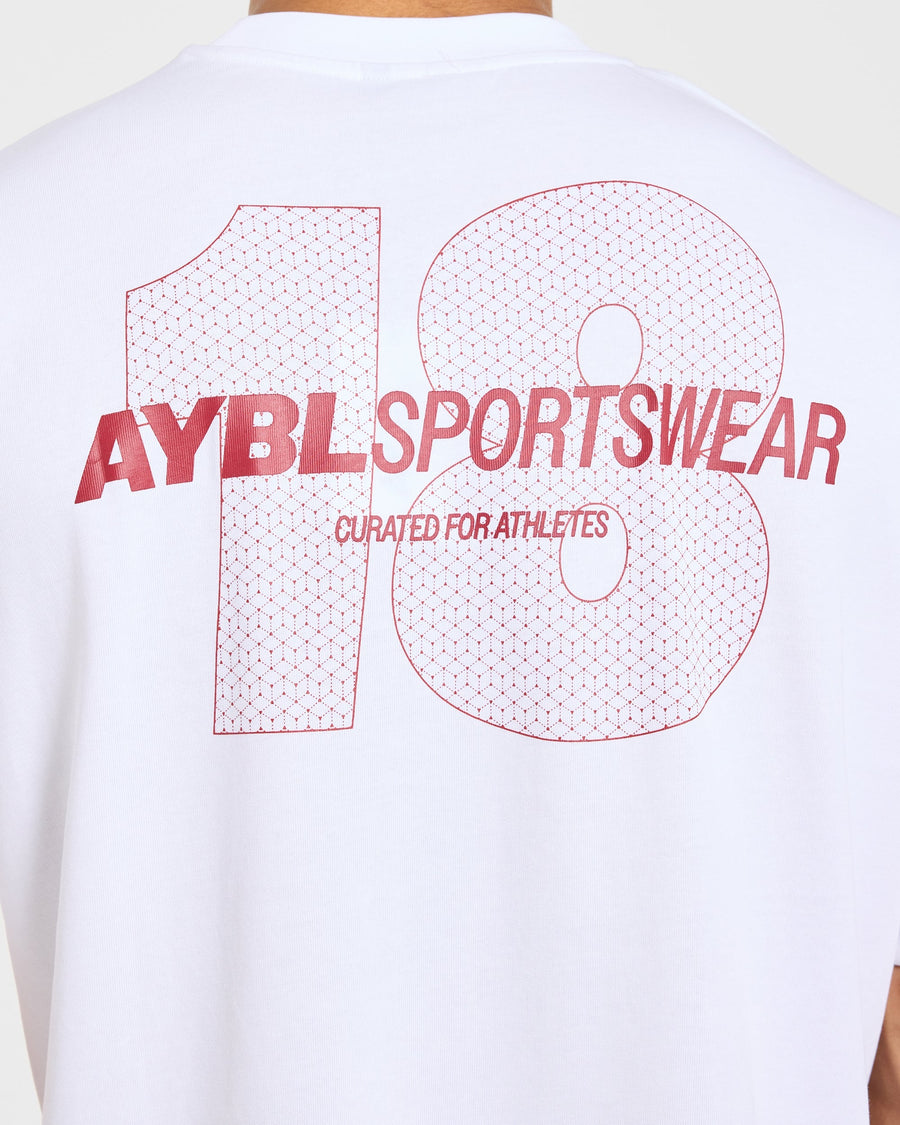 AYBL Sportswear 18 Oversized T Shirt - Blanc/Rouge