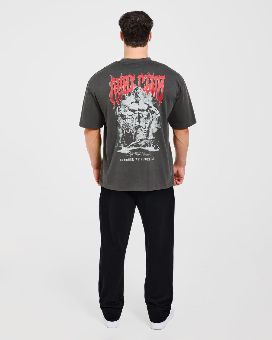 Lift Forge Oversized T Shirt - Charcoal/Rouge