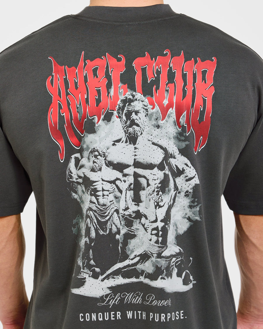 Lift Forge Oversized T Shirt - Charcoal/Rouge