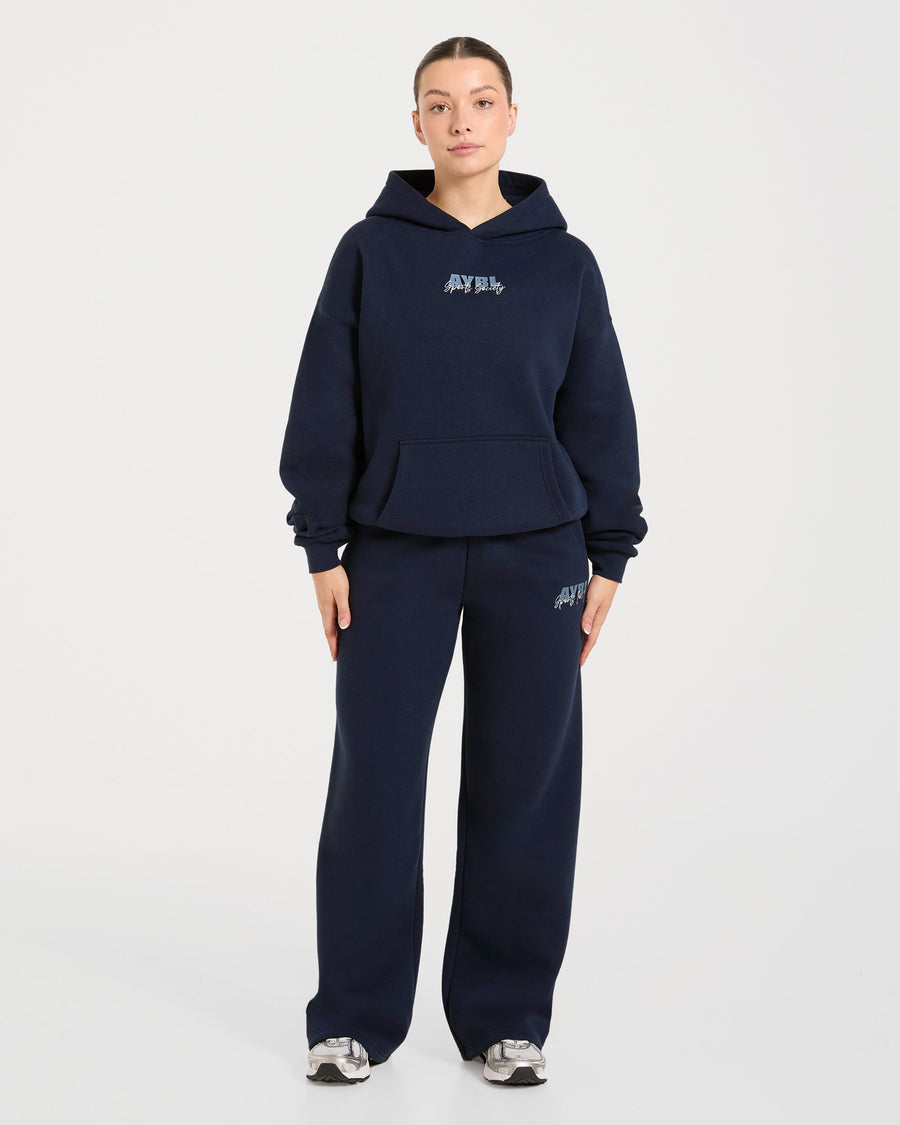 Sports Society Oversized Straight Leg Joggers - Navy