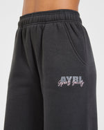 Sports Society Oversized Straight Leg Joggers - Charcoal