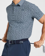 Precision Camellias Polo - Muted Navy