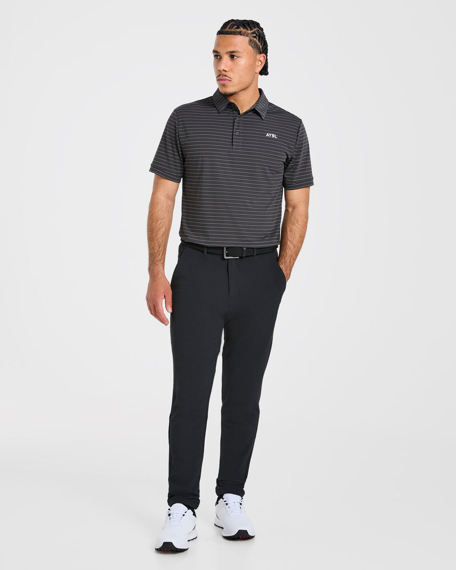 Classic Stripe Polo - Charcoal