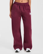AYBL Club Oversized Straight Leg Joggers - Burgundy/Rose