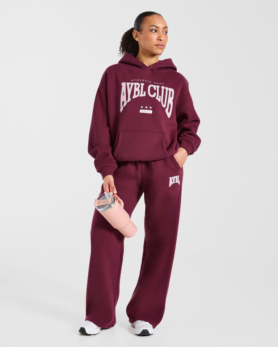 AYBL Club Oversized Straight Leg Joggers - Burgundy/Rose