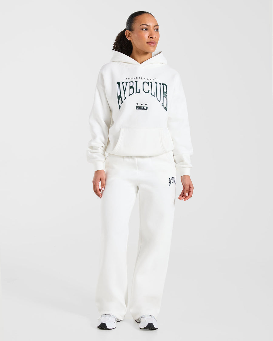 AYBL Club Oversized Straight Leg Joggers - Off Blanc/Forest Vert