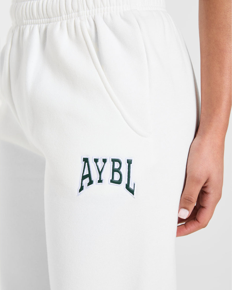 AYBL Club Oversized Straight Leg Joggers - Off Blanc/Forest Vert