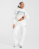 AYBL Club Oversized Straight Leg Joggers - Off Blanc/Forest Vert