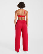 Lifestyle Oversized Straight Leg Joggers - Rouge