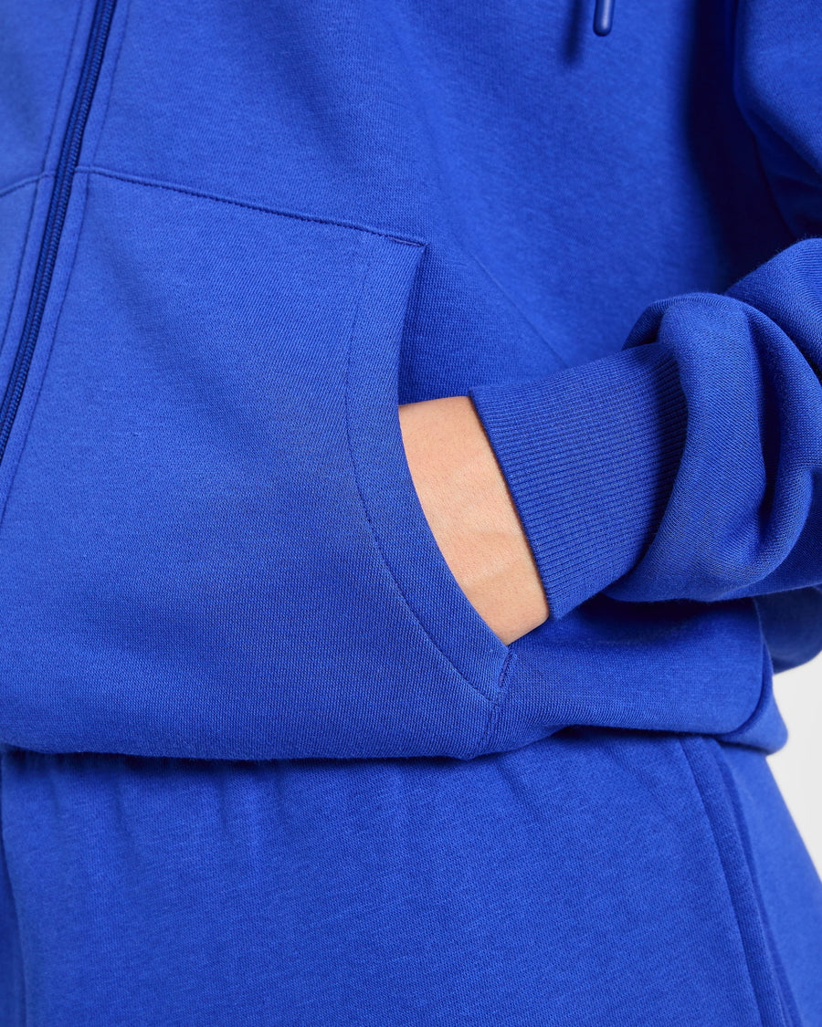 Lifestyle Oversized Zip Up Hoodie - Cobalt