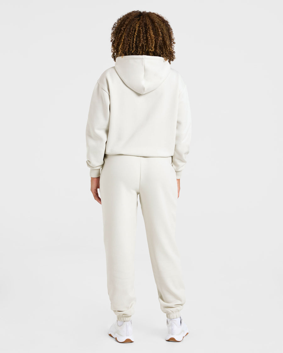 Lifestyle Oversized Zip Up Hoodie - Off Blanc