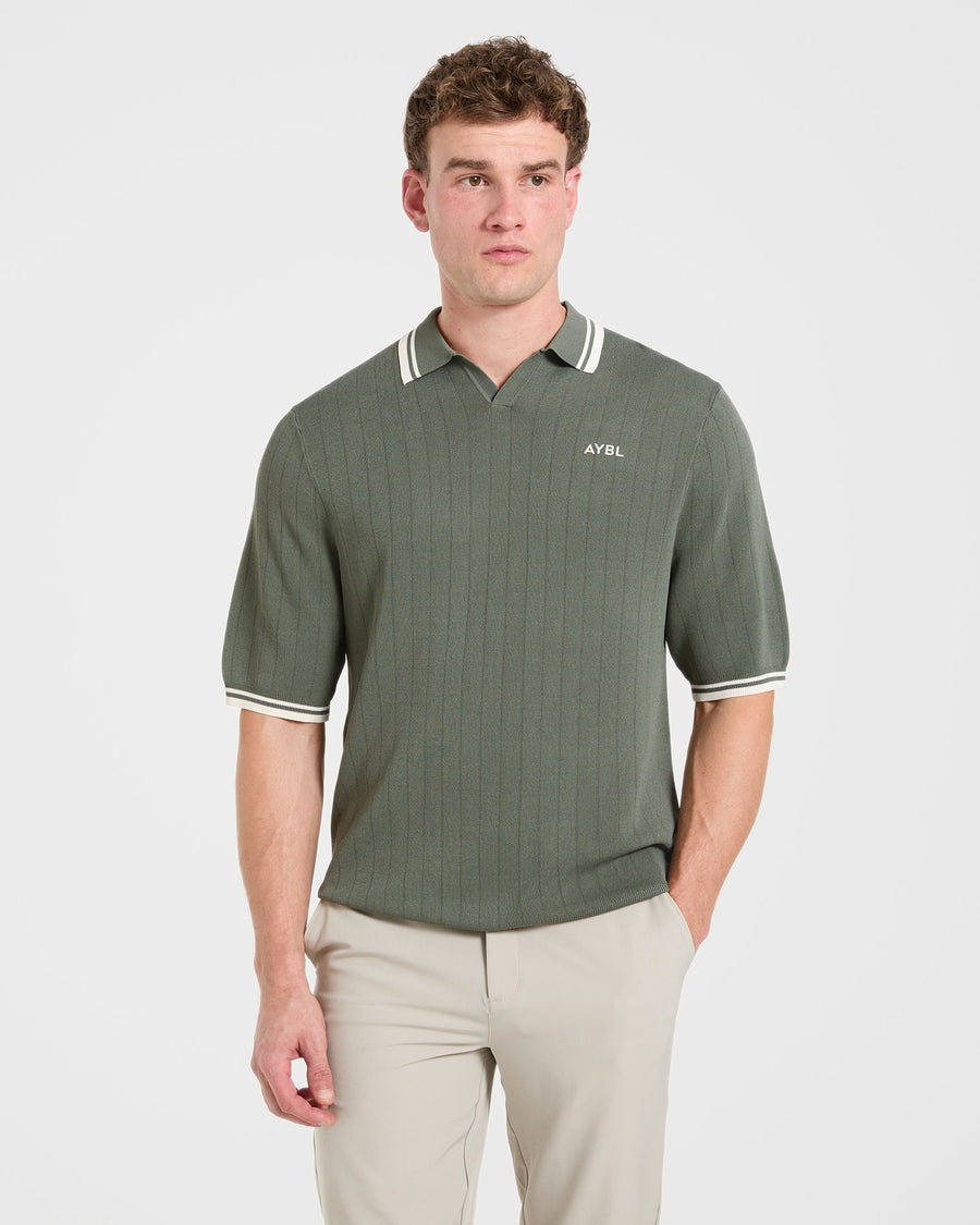 Classic Knitted Polo - Hillside Vert