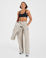 Varsity 2.0 Oversized Straight Leg Joggers - Taupe