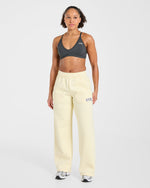 Varsity 2.0 Oversized Straight Leg Joggers - Butter Yellow