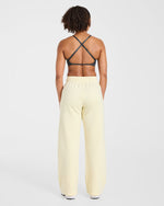Varsity 2.0 Oversized Straight Leg Joggers - Butter Yellow