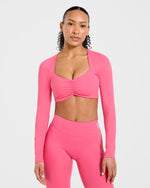 Physique Long Sleeve Crop Top - Roseberry Rose