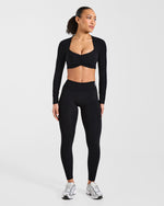 Physique Long Sleeve Crop Top - Noir