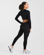 Physique Long Sleeve Crop Top - Noir