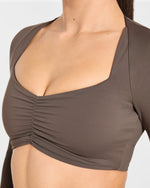 Physique Long Sleeve Crop Top - Marron