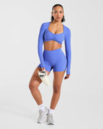 Physique Long Sleeve Crop Top - Cornflower Violet