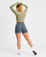Core Long Sleeve Crop Top - Olive