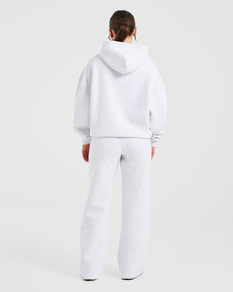 Varsity Embroidered Oversized Straight Leg Joggers - Heather Grey
