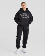 Varsity Graphic Oversized Hoodie - Noir