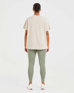 Varsity Oversized T Shirt - Beige / Khaki